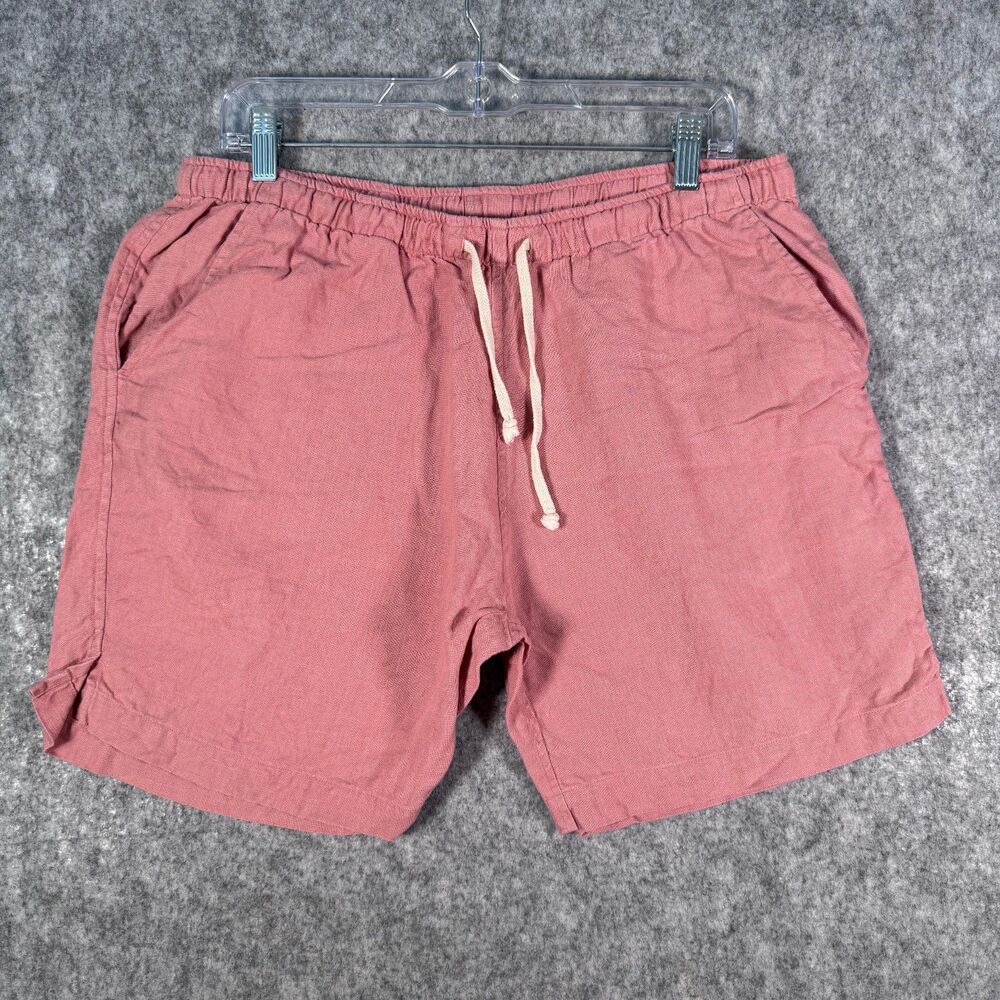 Alex Crane Linen Shorts Mens Large 32X6 Red Pink Bo Lightweight Summer Beach